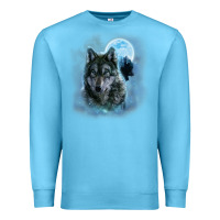 Ocean Blue t shirt, grey wolf hunting ground, icy moon, forest, galaxy Premium Sweatshirt - linhVisuals
