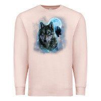 Pale Pink t shirt, grey wolf hunting ground, icy moon, forest, galaxy Premium Sweatshirt - linhVisuals