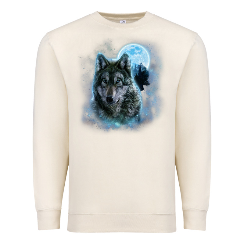 T Shirt, Grey Wolf Hunting Ground, Icy Moon, Forest, Galaxy Premium Sweatshirt by linhVisuals | Teevron
