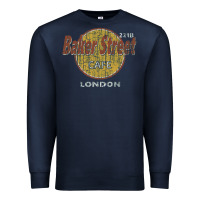 Navy baker street cafe 221b london   sherlock holmes fans Premium Sweatshirt - linhVisuals