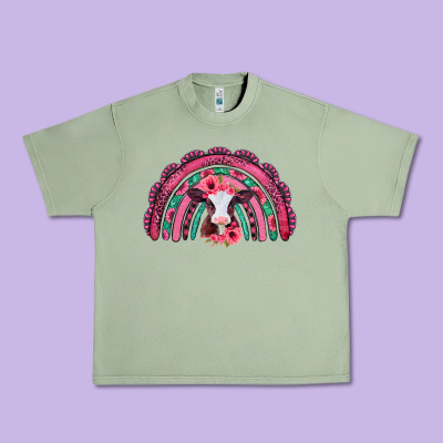 Valentines Day Pink Gemstones Baby Calf Rainbow Urban Heavy Tee Designed By Jasminsmagicworld