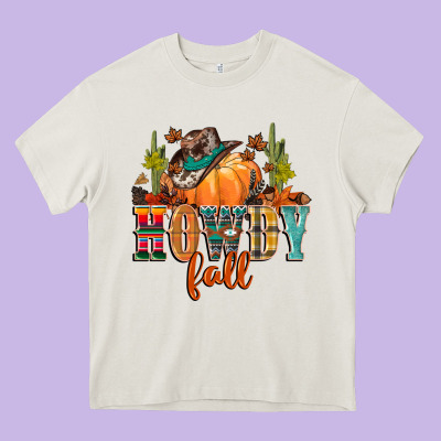Howdy Fall Heavy Core Tee Designed By Cowgirlartshop