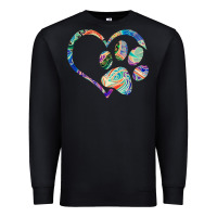 Black dog paw print tie dye rainbow dog lover rescue retro 70s t shirt Premium Sweatshirt - linhVisuals