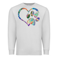 Dove Grey dog paw print tie dye rainbow dog lover rescue retro 70s t shirt Premium Sweatshirt - linhVisuals