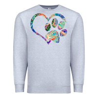 Heather Grey dog paw print tie dye rainbow dog lover rescue retro 70s t shirt Premium Sweatshirt - linhVisuals