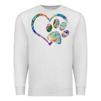 Oatmeal Heather dog paw print tie dye rainbow dog lover rescue retro 70s t shirt Premium Sweatshirt - linhVisuals