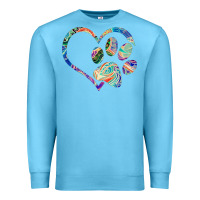 Ocean Blue dog paw print tie dye rainbow dog lover rescue retro 70s t shirt Premium Sweatshirt - linhVisuals