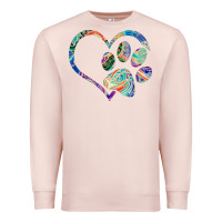 Pale Pink dog paw print tie dye rainbow dog lover rescue retro 70s t shirt Premium Sweatshirt - linhVisuals