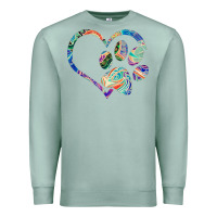 Seafoam dog paw print tie dye rainbow dog lover rescue retro 70s t shirt Premium Sweatshirt - linhVisuals