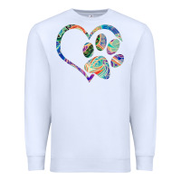 White dog paw print tie dye rainbow dog lover rescue retro 70s t shirt Premium Sweatshirt - linhVisuals