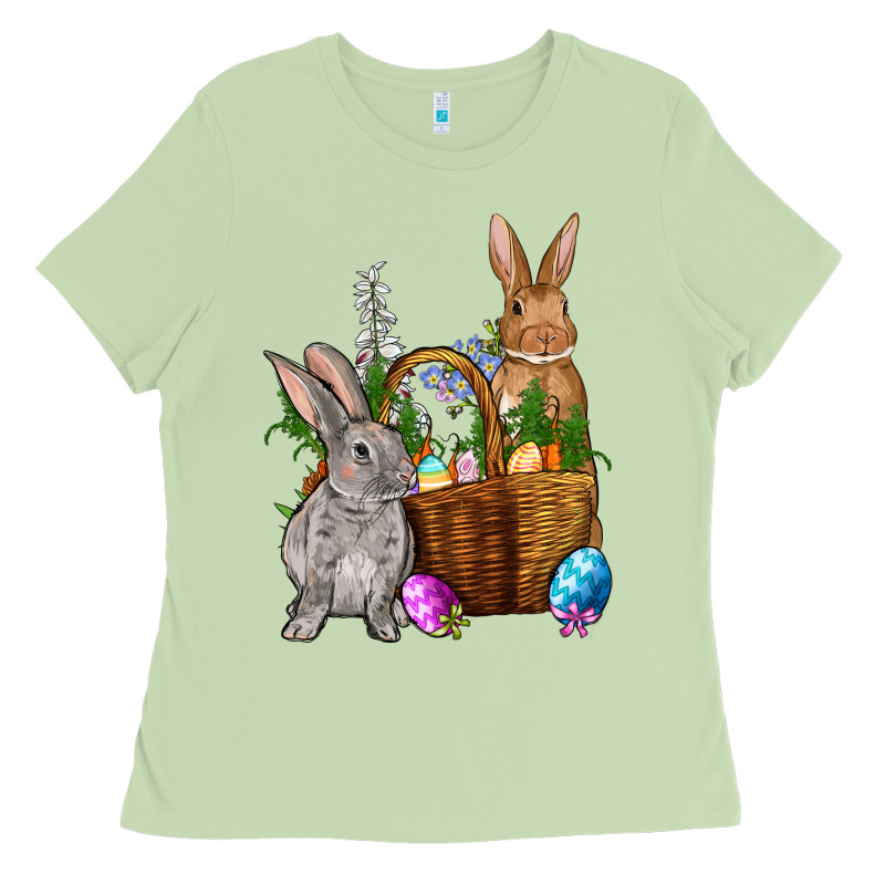 Bunnys Carrots Eggs With Basket Easter Ladies Tee by OliviaCreatesArt | Teevron