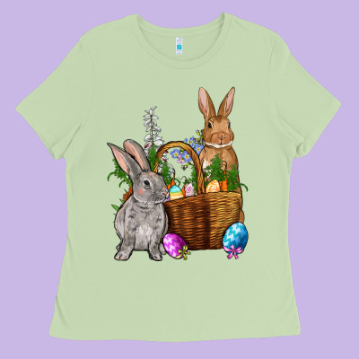 Bunnys Carrots Eggs With Basket Easter Ladies Tee Designed By Oliviacreatesart