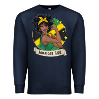 Navy jamaican black woman t shirt jamaica afro girl pride Premium Sweatshirt - linhVisuals
