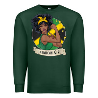 Sports Green jamaican black woman t shirt jamaica afro girl pride Premium Sweatshirt - linhVisuals