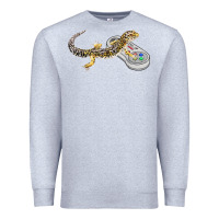 Heather Grey leopard gecko playing video game lizard & reptiles gamers t shirt Premium Sweatshirt - linhVisuals