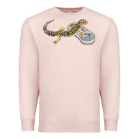 Pale Pink leopard gecko playing video game lizard & reptiles gamers t shirt Premium Sweatshirt - linhVisuals