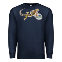 Navy leopard gecko playing video game lizard & reptiles gamers t shirt Premium Sweatshirt - linhVisuals