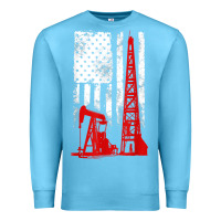 Ocean Blue oilfield shirt   us flag oil rig shirt Premium Sweatshirt - linhVisuals