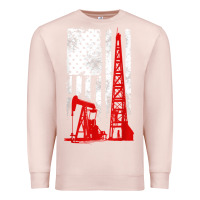 Pale Pink oilfield shirt   us flag oil rig shirt Premium Sweatshirt - linhVisuals