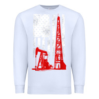 White oilfield shirt   us flag oil rig shirt Premium Sweatshirt - linhVisuals