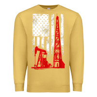 Antique Gold oilfield shirt   us flag oil rig shirt Premium Sweatshirt - linhVisuals