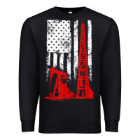 Black oilfield shirt   us flag oil rig shirt Premium Sweatshirt - linhVisuals