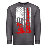 Charcoal Heather oilfield shirt   us flag oil rig shirt Premium Sweatshirt - linhVisuals