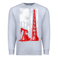 Heather Grey oilfield shirt   us flag oil rig shirt Premium Sweatshirt - linhVisuals