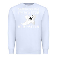 White paranormal investigator ghost hunting t shirt Premium Sweatshirt - linhVisuals