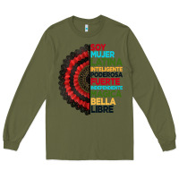 Army Green hispanic heritage month hand fan Long Sleeve Tee - BundleAndBundleShop