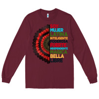 Burgundy hispanic heritage month hand fan Long Sleeve Tee - BundleAndBundleShop