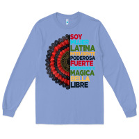 Colony Blue hispanic heritage month hand fan Long Sleeve Tee - BundleAndBundleShop
