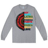 Heather Grey hispanic heritage month hand fan Long Sleeve Tee - BundleAndBundleShop