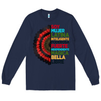 Navy hispanic heritage month hand fan Long Sleeve Tee - BundleAndBundleShop