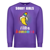 Purple mens sorry girl i like bananas funny lgbt gay pride tshirt gifts Premium Sweatshirt - linhVisuals