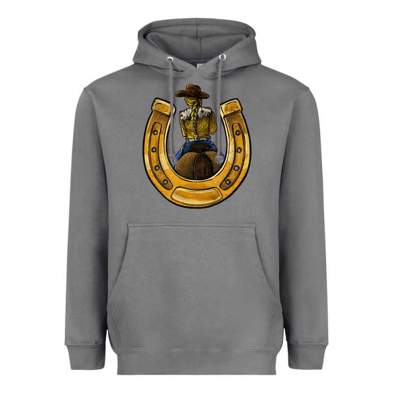 Horseshoe And Cowgirl Heavyweight Hoodie by JahusDesignShop | Teevron