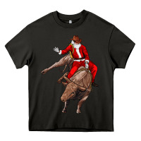 Asphalt santa riding a bull Heavy Core Tee - CowGirlArtShop