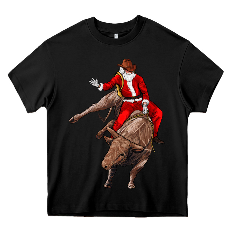 Santa Riding A Bull Heavy Core Tee by CowGirlArtShop | Teevron