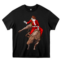 Black santa riding a bull Heavy Core Tee - CowGirlArtShop