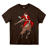 Chocolate Brown santa riding a bull Heavy Core Tee - CowGirlArtShop