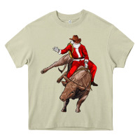 Mossy santa riding a bull Heavy Core Tee - CowGirlArtShop