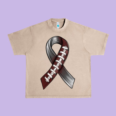 Gray Ribbon American Football Urban Heavy Tee Designed By Bundleandbundleshop