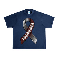 Navy Gray Ribbon American Football Urban Heavy Tee - BundleAndBundleShop