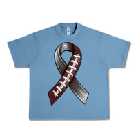 Pebble Blue Gray Ribbon American Football Urban Heavy Tee - BundleAndBundleShop