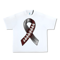 White Gray Ribbon American Football Urban Heavy Tee - BundleAndBundleShop