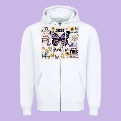 Just Breathe Zipper Hoodie Designed By Jahusdesignshop