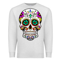 Oatmeal Heather sugar skull Premium Sweatshirt - linhVisuals