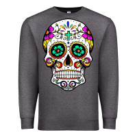 Charcoal Heather sugar skull Premium Sweatshirt - linhVisuals