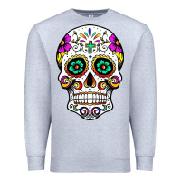 Heather Grey sugar skull Premium Sweatshirt - linhVisuals