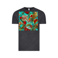 Vintage Black faith coffee cup and cross with leopard and roses seamless pattern bbs Vintage Tee - BundleAndBundleShop
